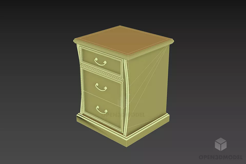 Bedside Table With Curved Side Panel 3d model 2