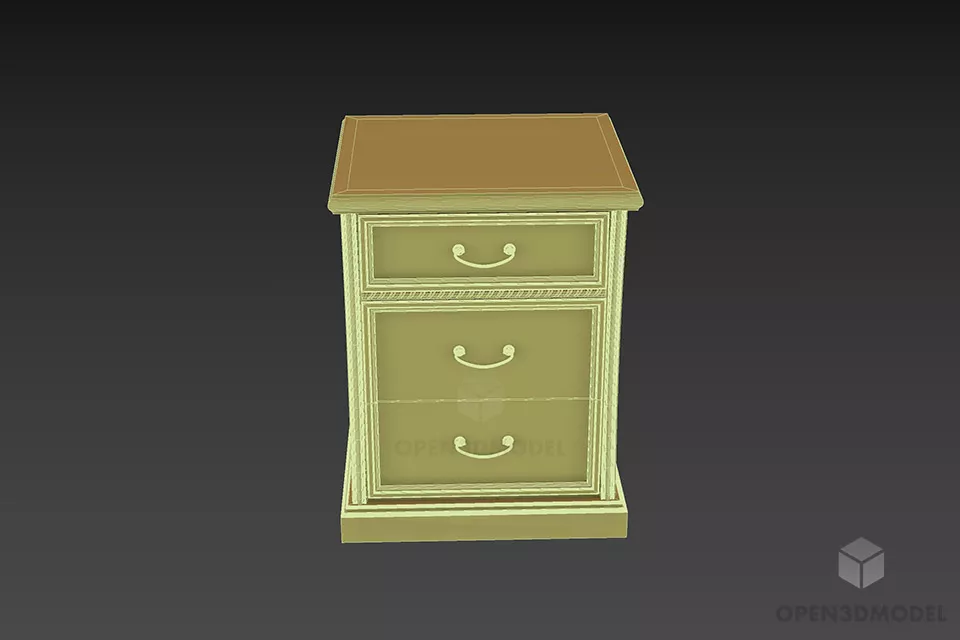 Bedside Table With Curved Side Panel 3d model 3