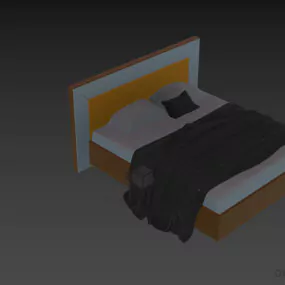 Simple Shape Hotel Double Bed With Blanket 3d model