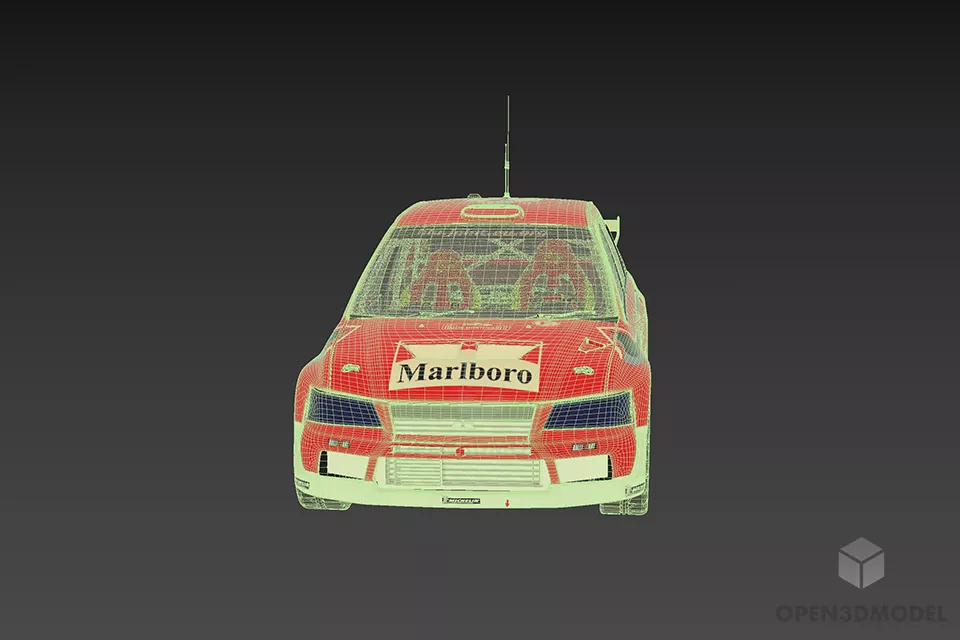 Racing Car Wrc With Back Wing 3d model 3