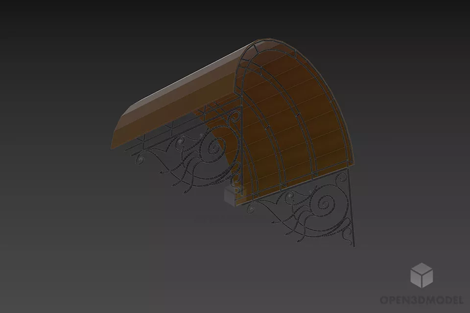 Glass Steel Frame Canopy Structure 3d model 2