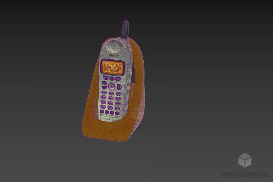 Cordless Phone With Stand 3d model 3