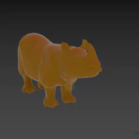 Golden Rhinoceros Figurine 3d model