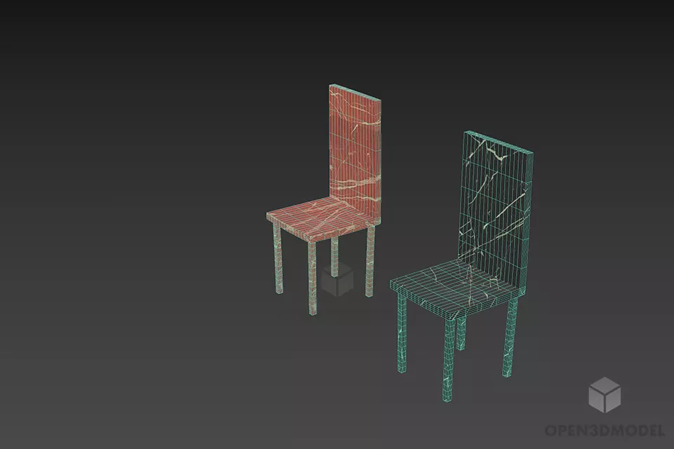 Modernism Art Marble Chair, Flat Chair 3d model 2