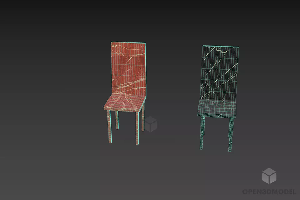 Modernism Art Marble Chair, Flat Chair 3d model 3