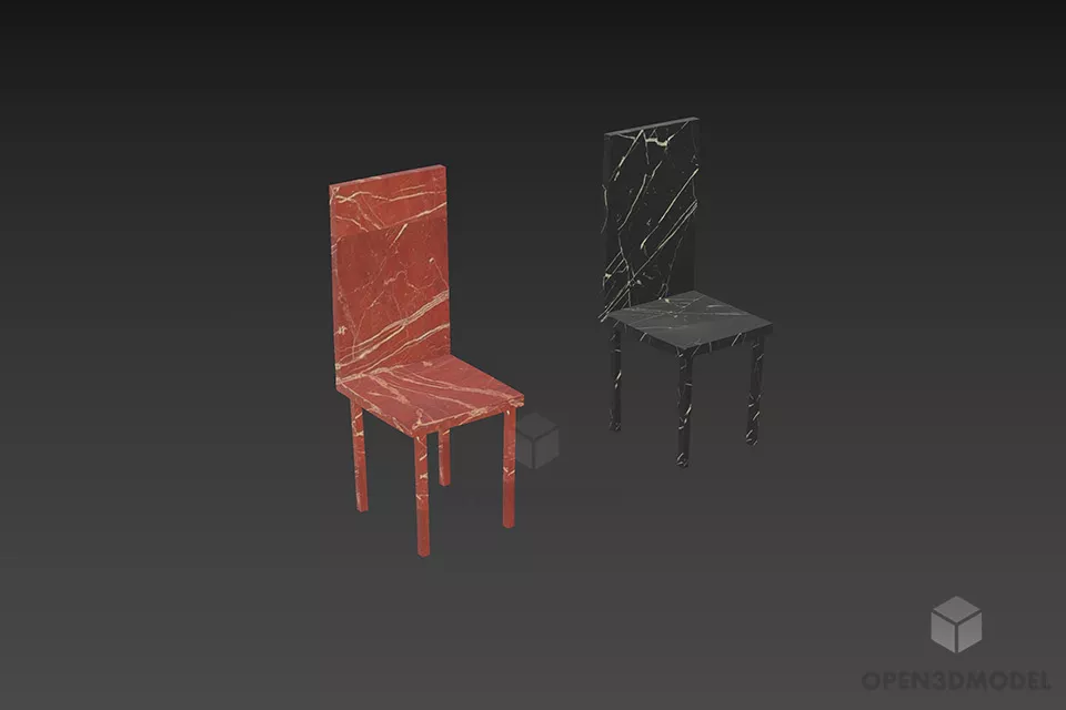 Chair Tufted Back Curved Shape 3d model