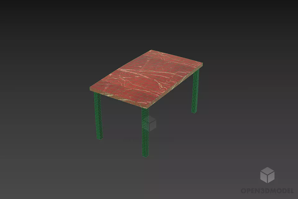 Red Marble Coffee Table 3d model 2