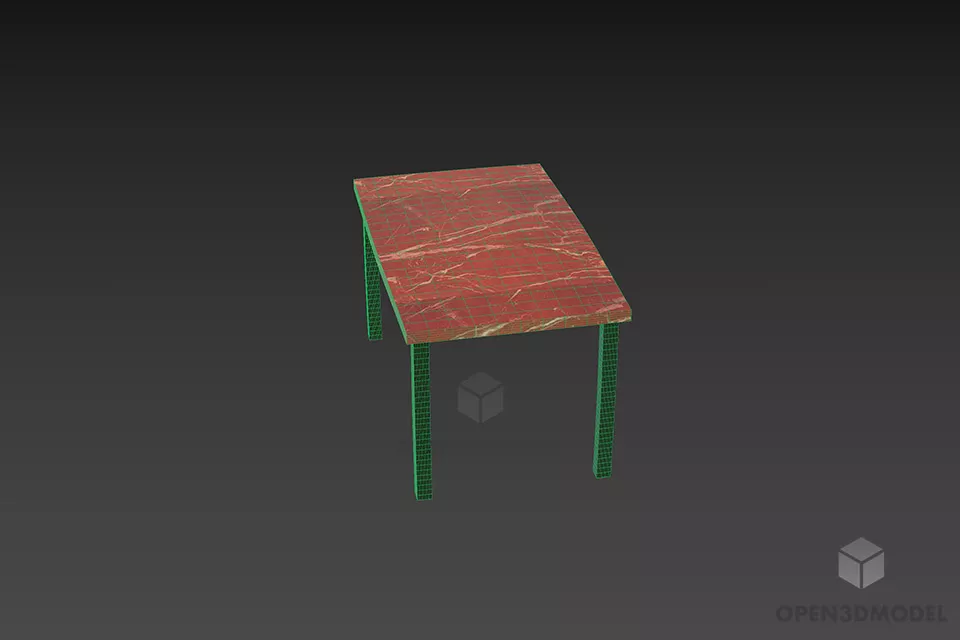 Red Marble Coffee Table 3d model 3