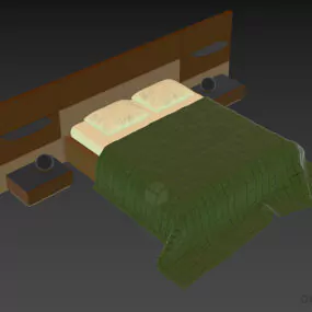 Double Bed Italian With Stylist Blanket 3d model