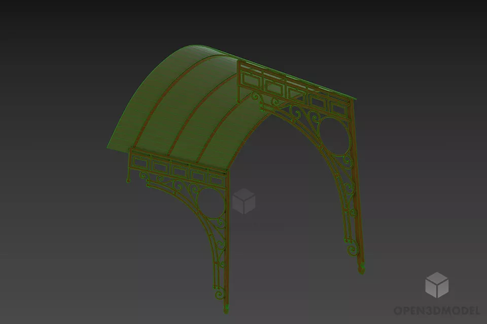 Canopy Structure With Wall Mounted Stand 3d model 2