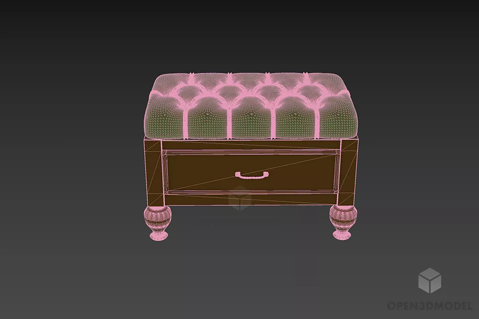 Tufted Seat Caveli 3d model 3
