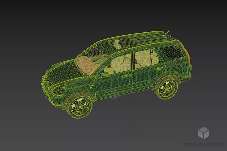 Green Honda Crv Car 3d model 2