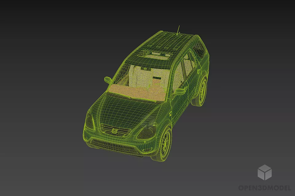 Green Honda Crv Car 3d model 3