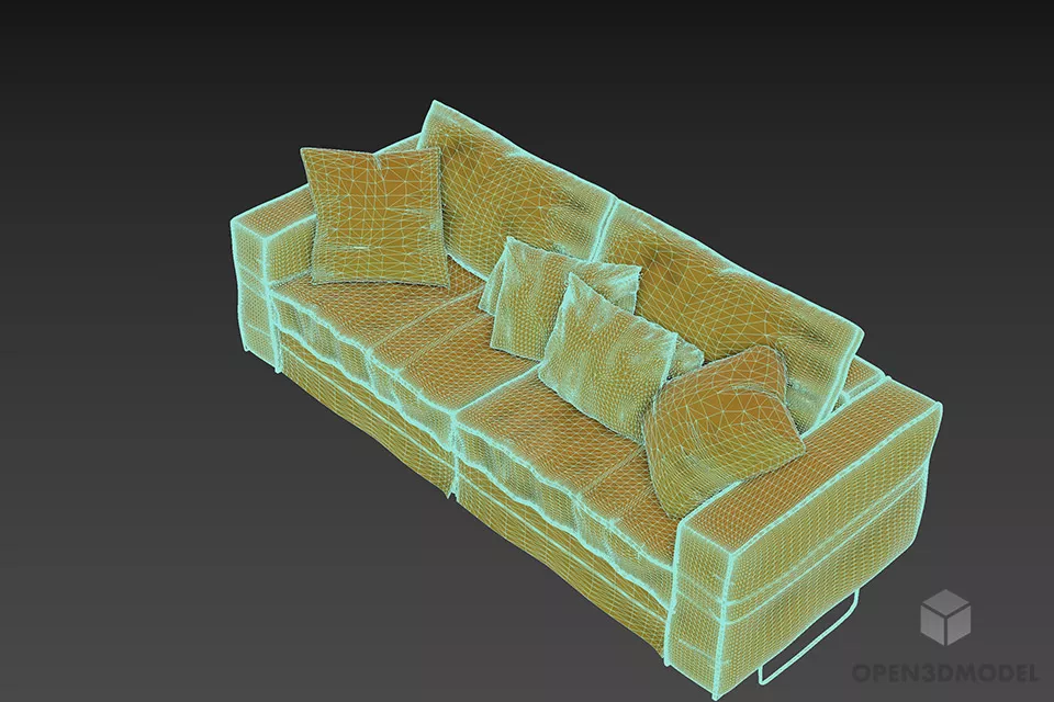 Textile Sofa With Cushion 3d model 2
