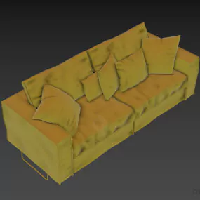 Textile Sofa With Cushion 3d model