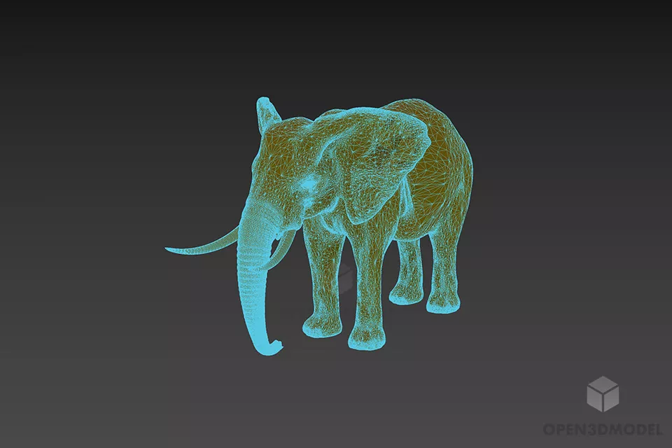 Brass Figurine Elephant Animal 3d model 2