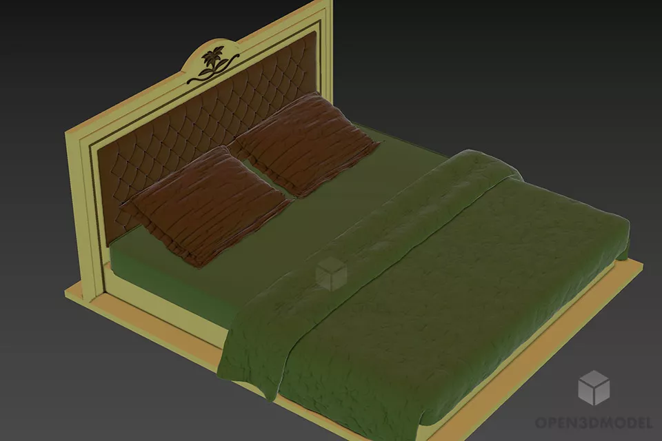 Double Bed Retro Texture 3d model