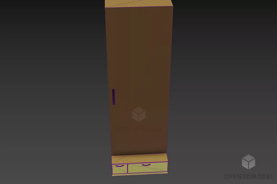 Mirror On Wardrobe Door 3d model 3