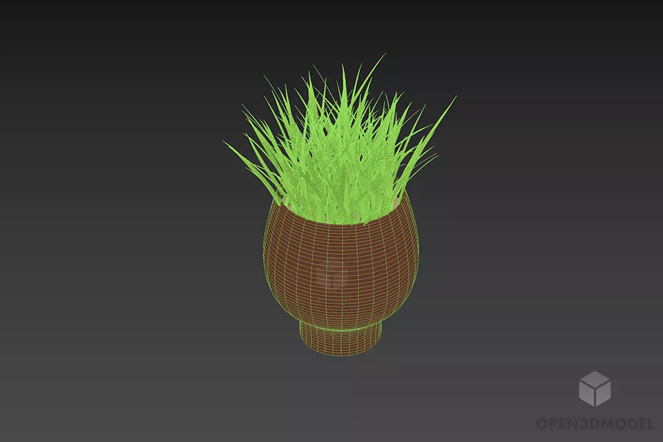 Vase Of Grass 3d model 2
