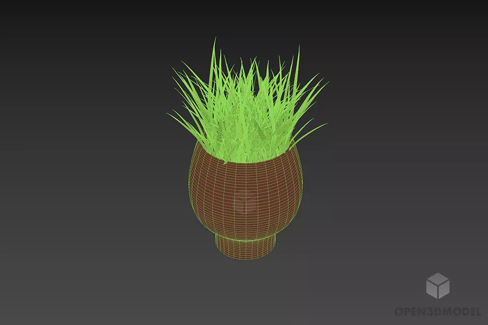 Vase Of Grass 3d model 3
