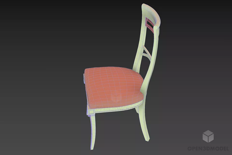 Restaurant Dining Chair With Thin Pad 3d model 2