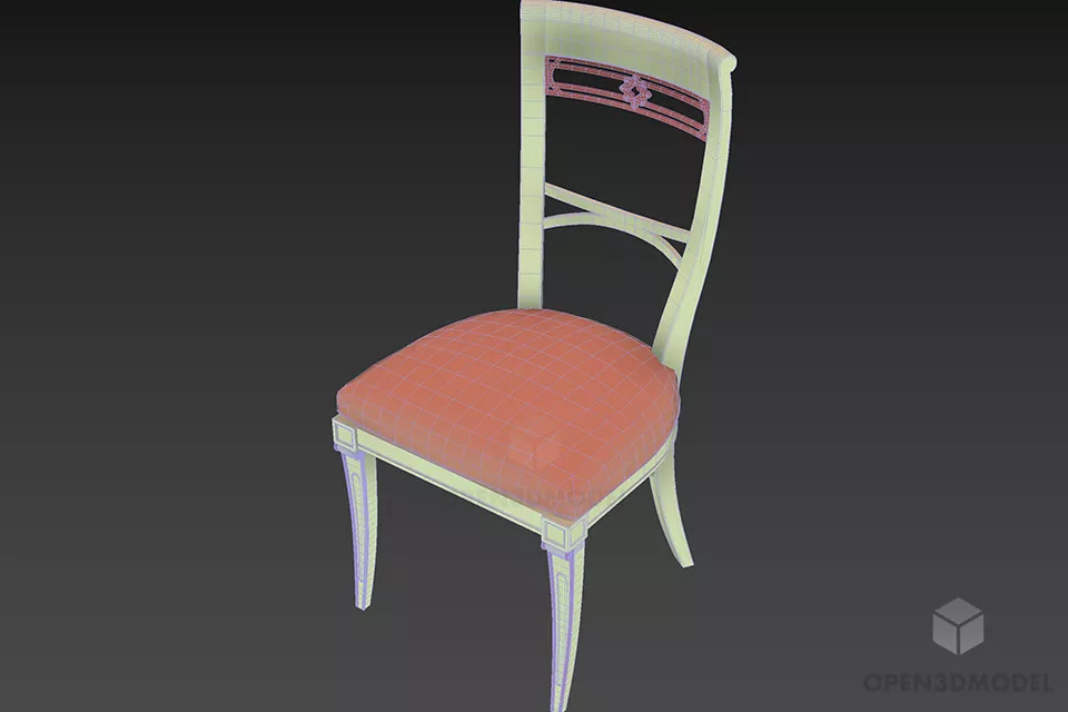 Restaurant Dining Chair With Thin Pad 3d model 3