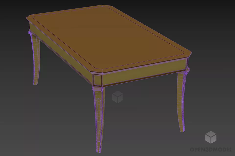 Boutique Table Carved Edges 3d model 2