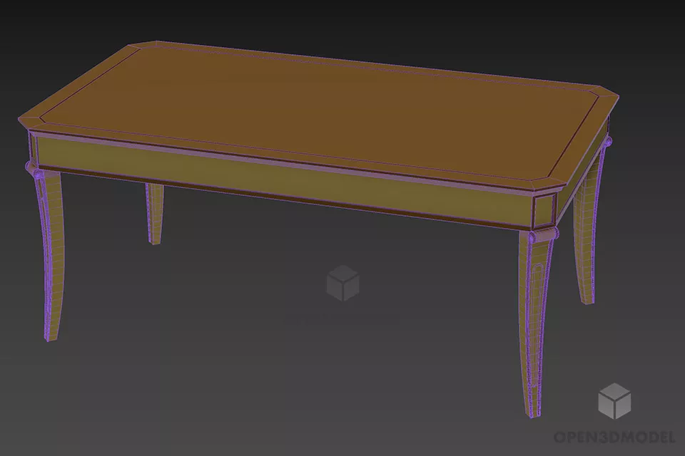 Boutique Table Carved Edges 3d model 3