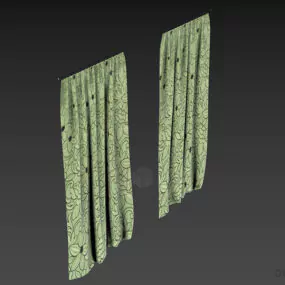 Curtain With Textile 3d model