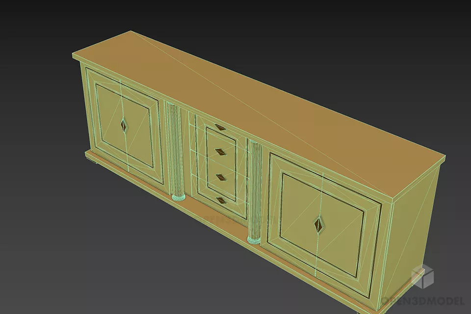 Antique Side Locker Elegant Style 3d model 2