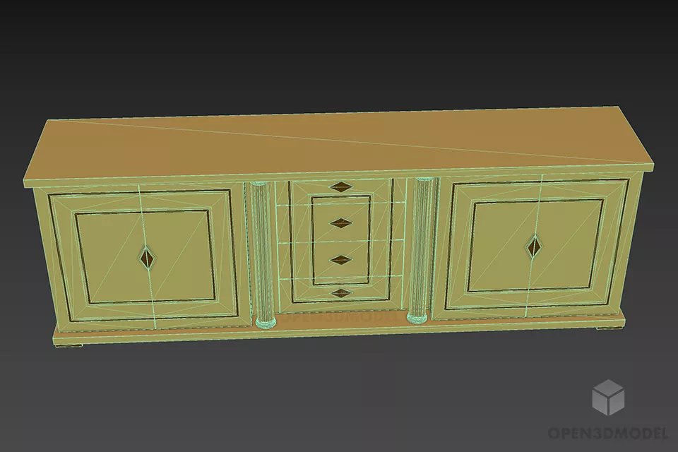 Antique Side Locker Elegant Style 3d model 3