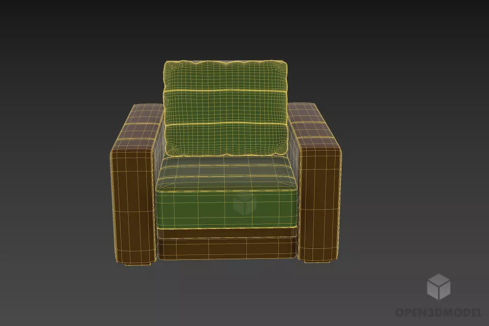 Cozy Armchair Soft Upholstery 3d model 3