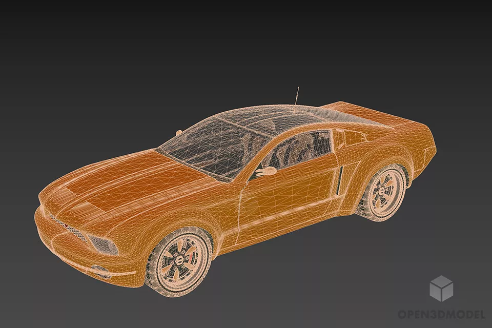 Sports Car Mustang Yellow 3d model 2