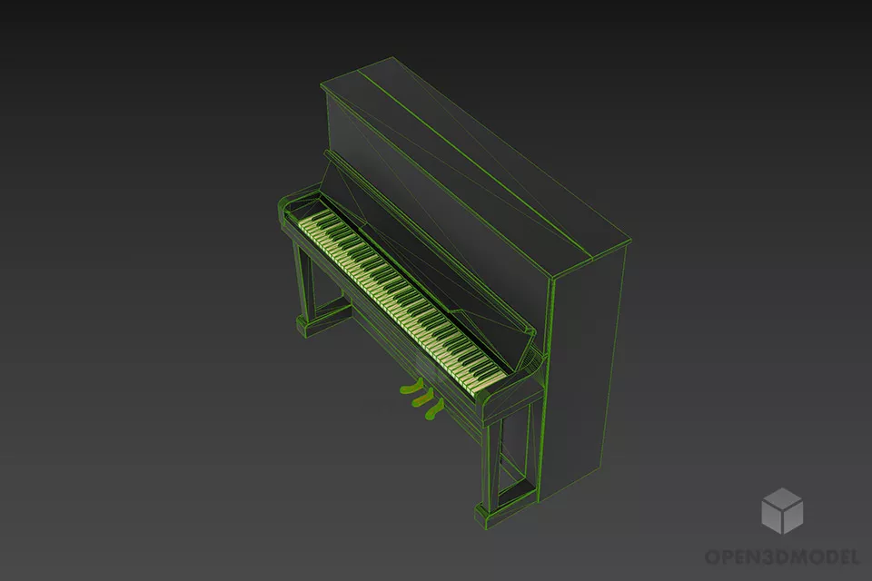 Upright Piano 88 Keys 3d model 2