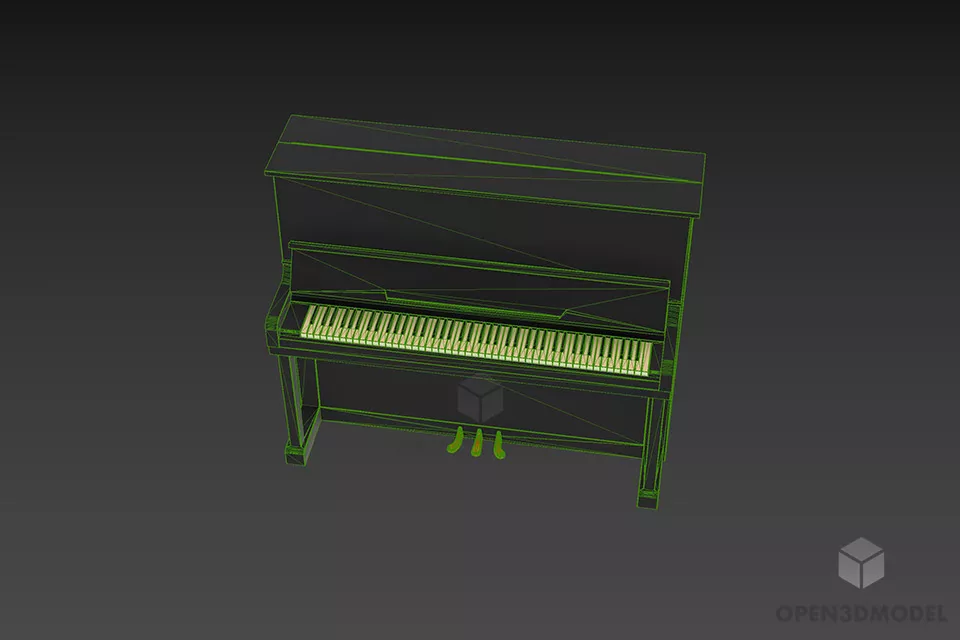 Upright Piano 88 Keys 3d model 3