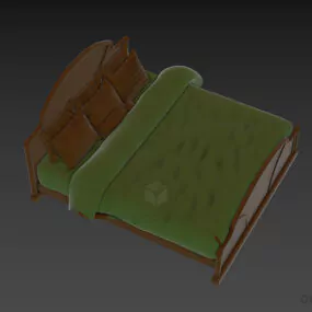 Hotel Antique Bed With Curved Head 3d model