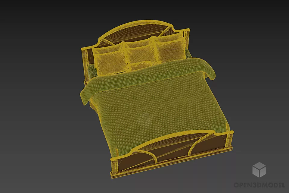 Hotel Antique Bed With Curved Head 3d model 3