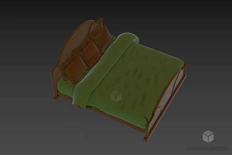 Classic Poster Bed With Textile Curtain 3d model
