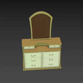 Antique Dressing Table With Curved Mirror 3d model