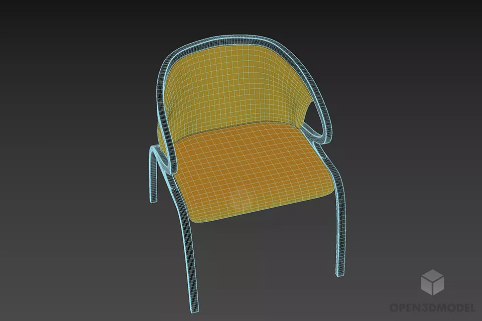 Modernism Plastic Chair With Curved Arm 3d model 3