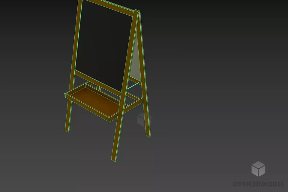 Wooden Easel Ikea With Blackboard 3d model 2