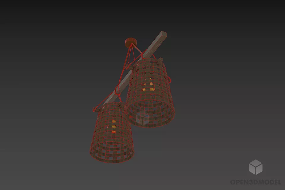 Pendant Lamp With Two Lantern Shade 3d model 2