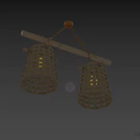 Pendant Lamp With Two Lantern Shade 3d model