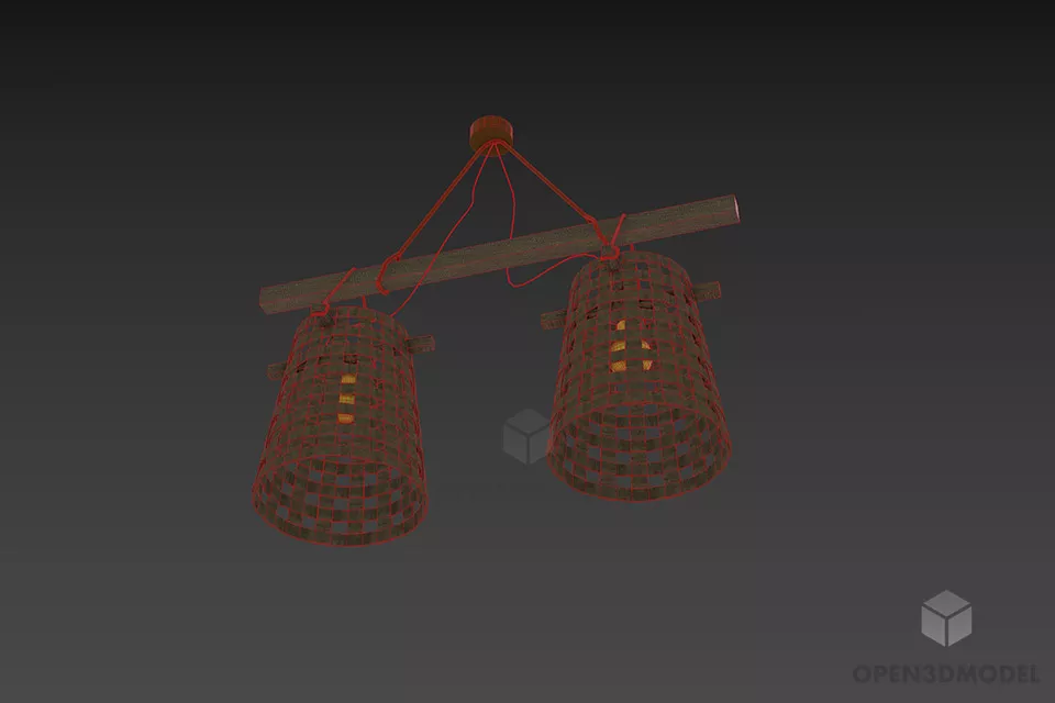 Pendant Lamp With Two Lantern Shade 3d model 3