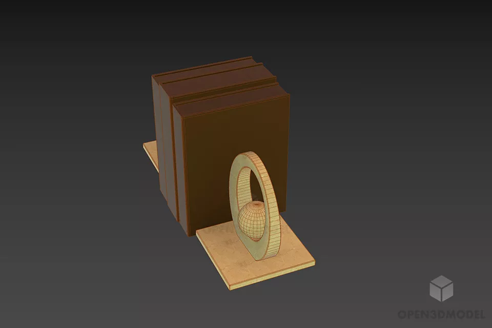 Bookend Curved Shape Figurine 3d model 2