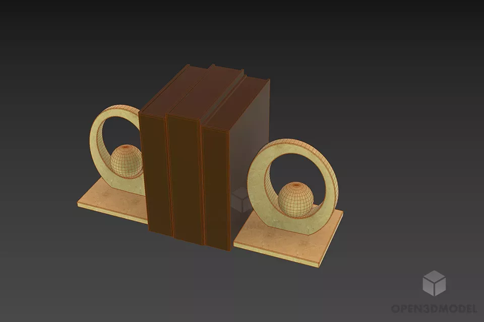 Bookend Curved Shape Figurine 3d model 3