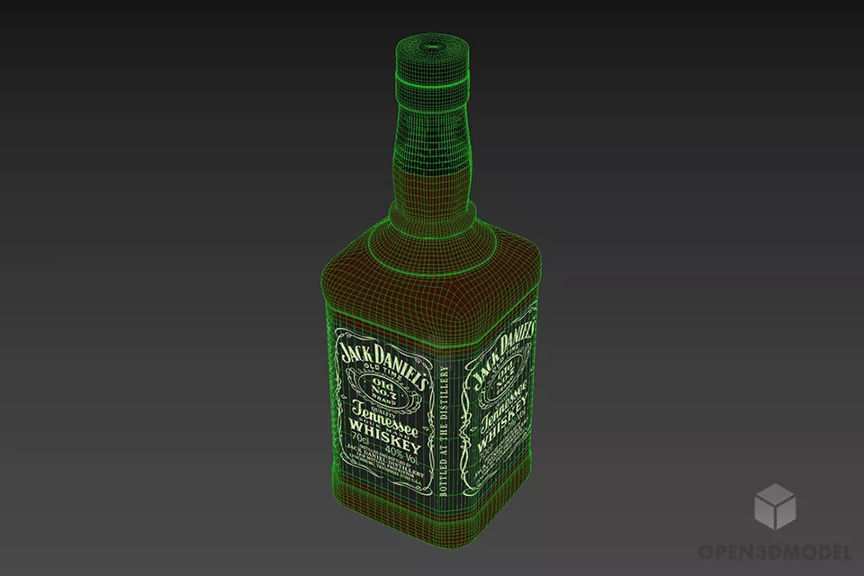 Drink Wine Bottle With Label 3d model 2