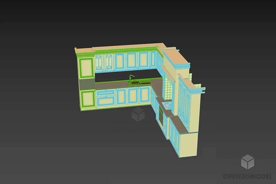 Italian Kitchen Lucia L Shape 3d model 3