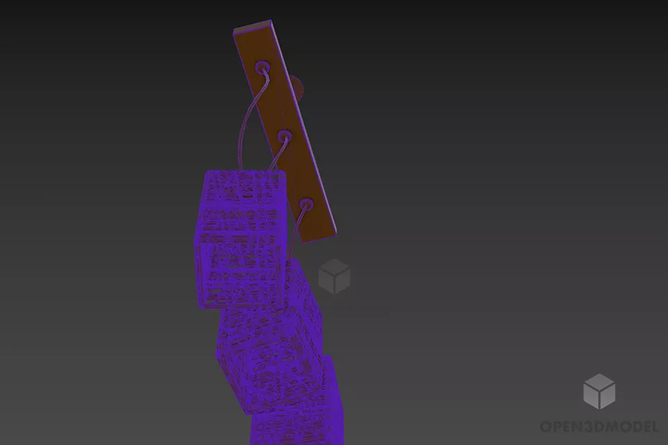 Wooden Basket Lantern Pendant Lamp 3d model 2