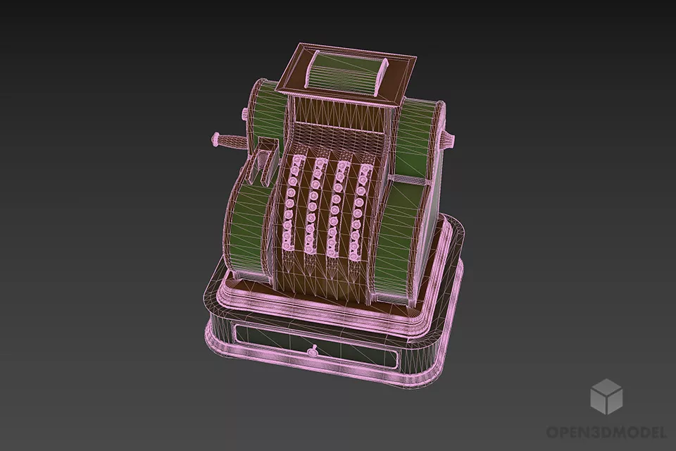 Vintage Cash Register Machine 3d model 3